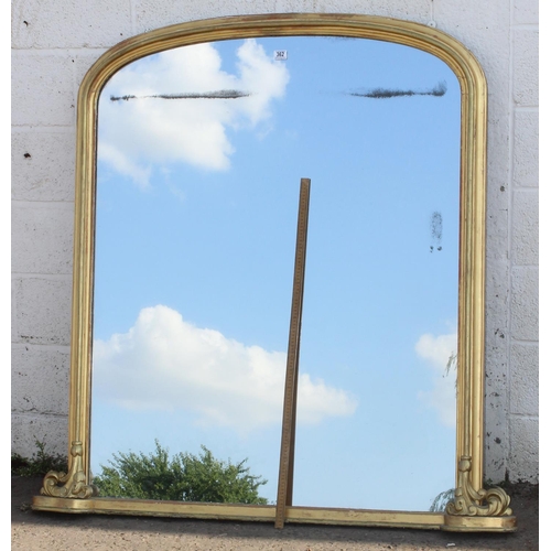 362 - A large Victorian gilt framed overmantle mirror - approx 150cm x 130cm