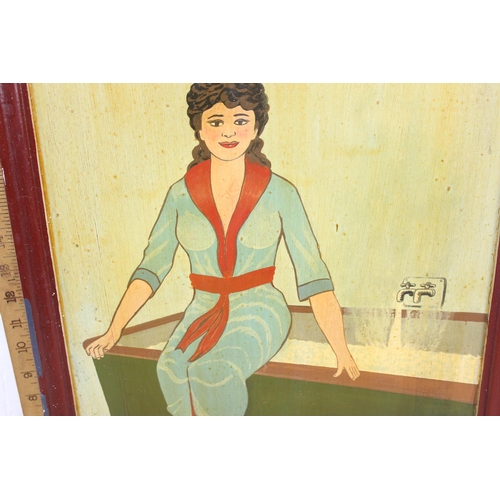 364 - A vintage hand painted folk art wooden panel - 