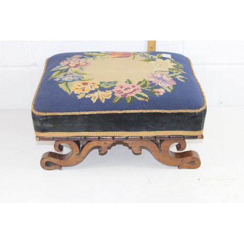 68 - 2 antique tapestry topped foot stools