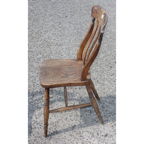 116 - A set of 3 antique stick back kitchen chairs