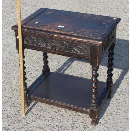 125 - Antique Jacobean style carved oak hall table with barleytwist legs