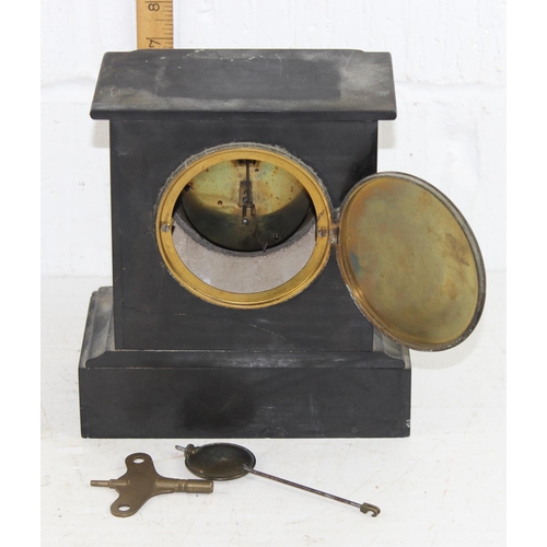 1383 - Antique slate cased mantle clock