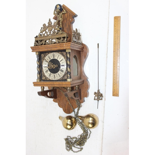 1384 - Dutch style wall clock with weights, pendulum, etc