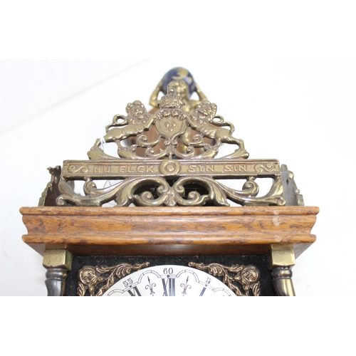 1384 - Dutch style wall clock with weights, pendulum, etc