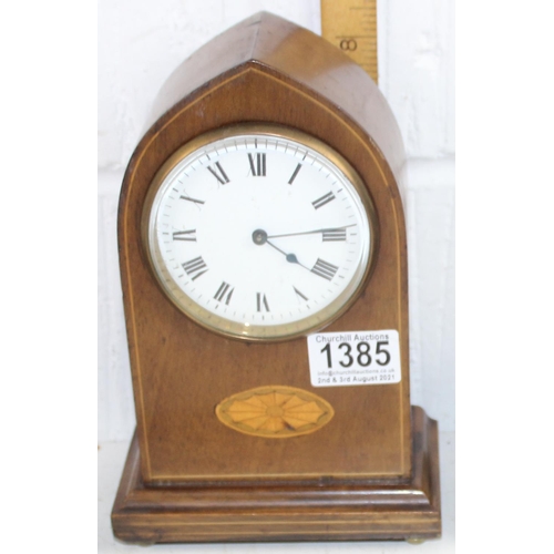 1385 - Two wooden cased mantle clocks and a brass carriage clock