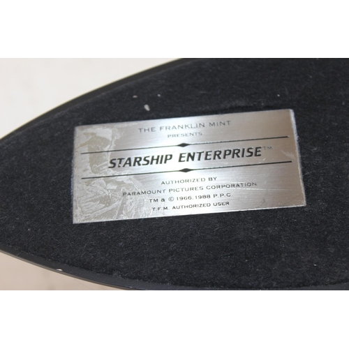 1469 - 2 Limited edition solid pewter model of the Star Trek Starship Enterprise on display stands with gol... 