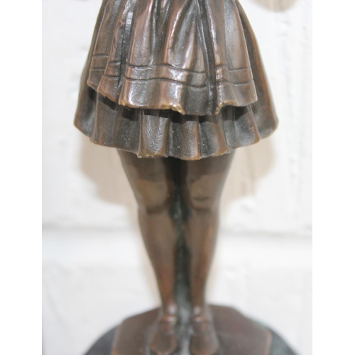 1630 - After Ferdinand Preiss - 20th century bronze figure of girl fishing on stone base