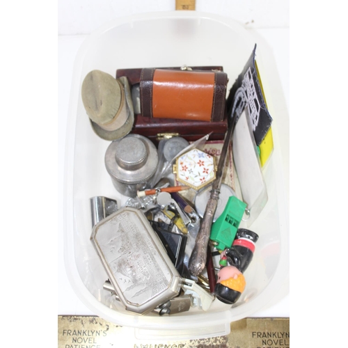 1644 - Box of misc small items to inc whistles, compasses, AA Badge and some silver etc