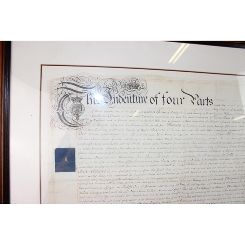 369 - Large framed antique indenture - 18th century