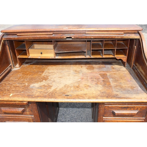 144 - Early 20th century Oak roll-top desk