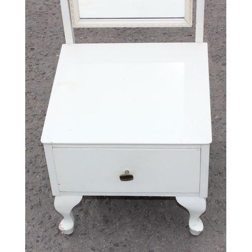 150 - White cheval mirror with drawer base