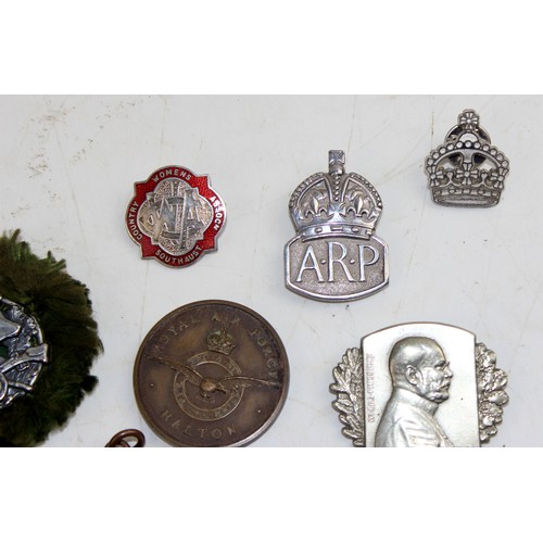 1011 - Qty of military and other badges to inc silver ARP badge