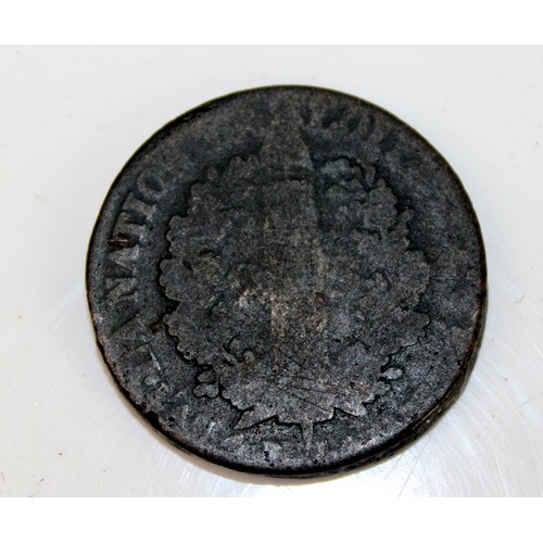 1308 - Rare 1792 King Louis XVII 2 sol coin.