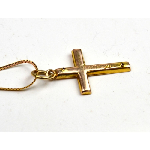 1285 - 9ct Gold chain with crucifix pendant - 1.8g