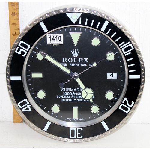 1410 - Rolex Submariner Dealer Display Wall Clock - Sweeping seconds hand