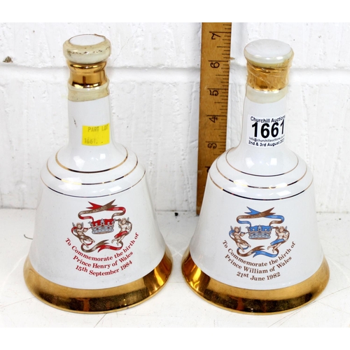 1661 - Whisky - 2 50cl Bells whisky bottles and contents - Prince William & Harry