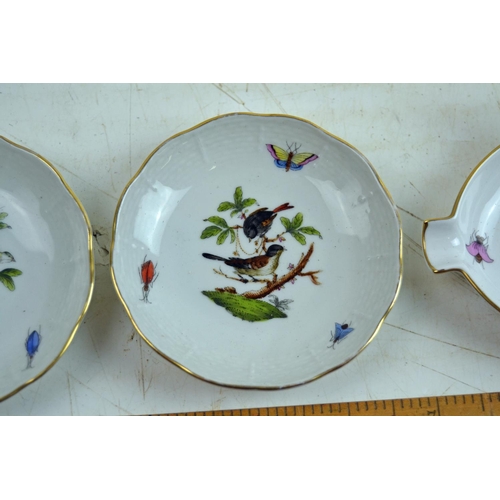 1669 - 3 small Herend porcelain dishes decorated with birds