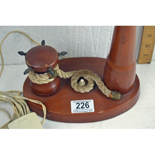 226 - Retro table lamp formed as a lighthouse and ship's capstan