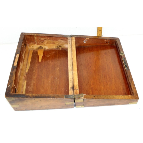 285 - Antique writing slope box with campaign style corners