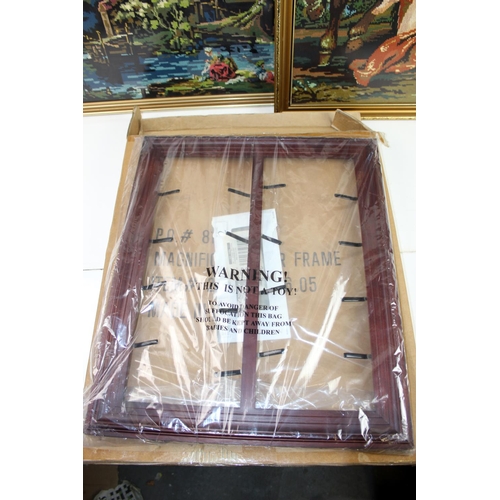 385 - 2 large tapestry pictures and a boxed frame