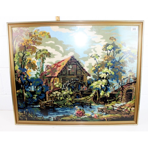 385 - 2 large tapestry pictures and a boxed frame