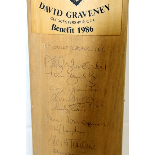 667 - 1986 David Graveney of Gloucestershire signed cricket bat to inc Courtney Walsh