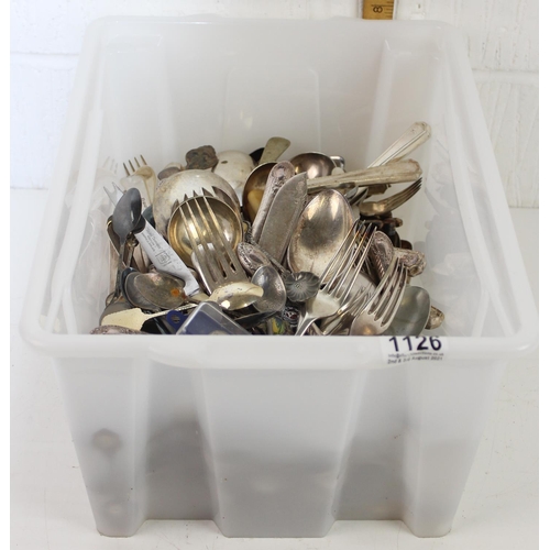 1126 - A large qty of assorted silver plate and other cutlery