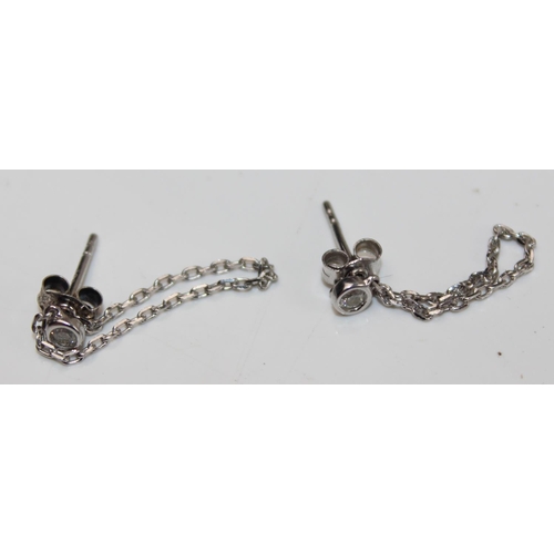 1224 - Pair of silver and diamond drop earrings