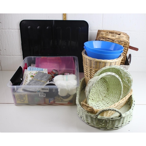 1718 - Box of mixed Craft items and some baskets