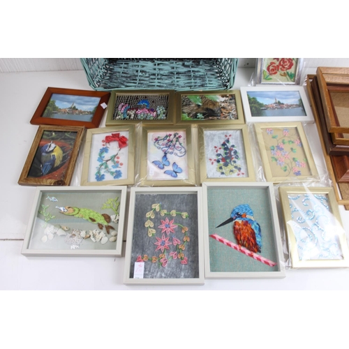 325 - Basket of assorted pictures and frames