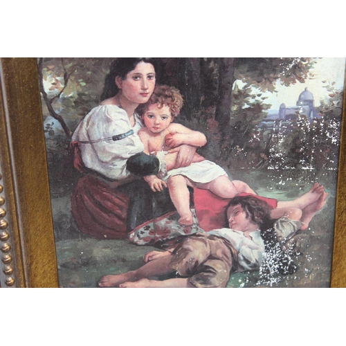 370 - An impressive gilt framed print of a mother & 2 children