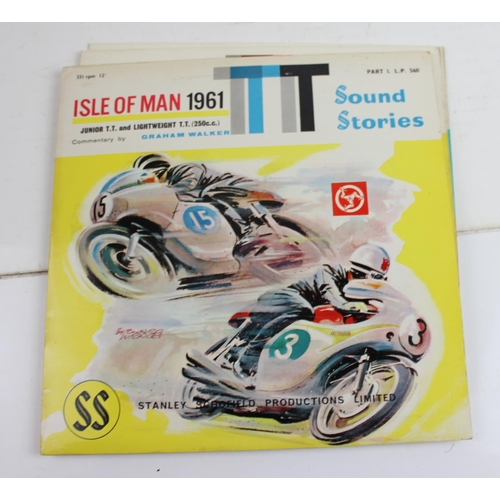 551 - An unusual set of 4 1959-62 Isle of Man TT races Sound Stories on LP