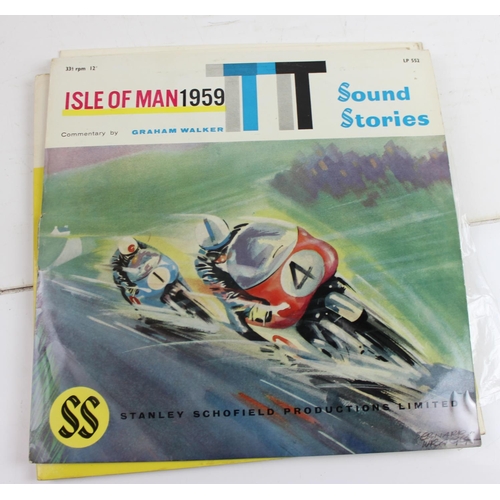 551 - An unusual set of 4 1959-62 Isle of Man TT races Sound Stories on LP