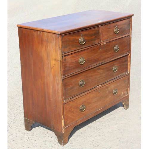 6 - 19th century 2 over 3 chest of drawers with brass handles