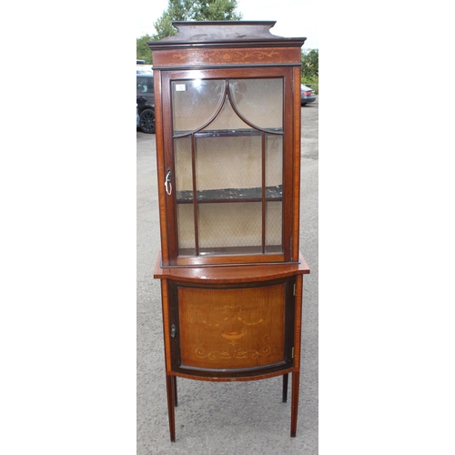 16 - An Edwardian Sheraton revival display cabinet with inlay