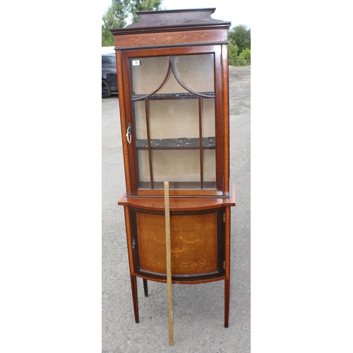 16 - An Edwardian Sheraton revival display cabinet with inlay