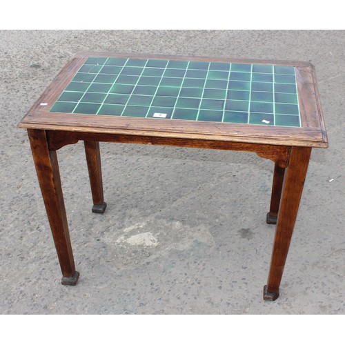 9 - Vintage oak tile topped table