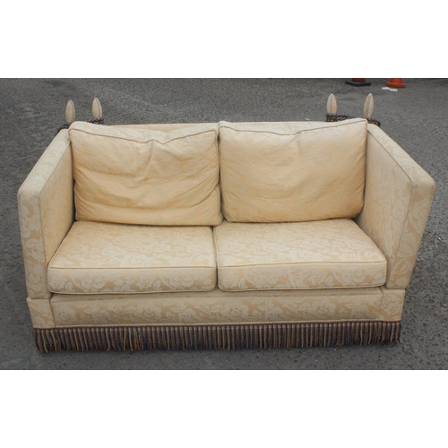 34 - A Victorian style Knole drop end sofa in light yellow fabric