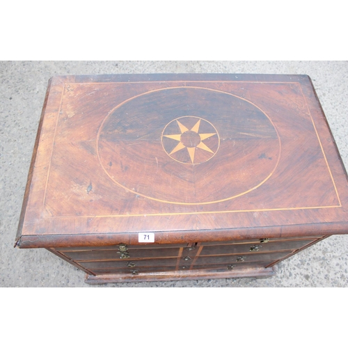 71 - Antique mahogany and inlaid 2-over-3 chest of drawers, believed to be Queen Anne, with drop-handles ... 