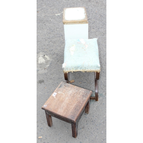 80 - 2 x stools and a Lloyd Loom style white linen box