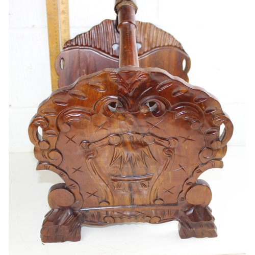 108 - Vintage wooden magazine rack with carved details