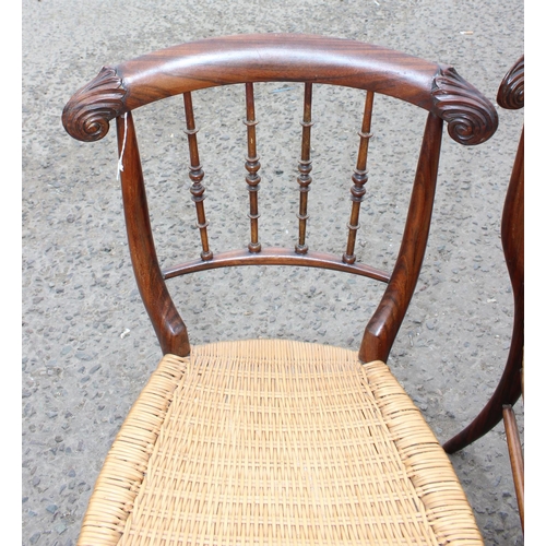 109 - A pair of antique chairs with wicker seats