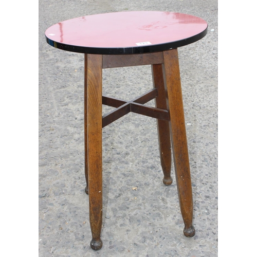 123 - Small red Formica topped table