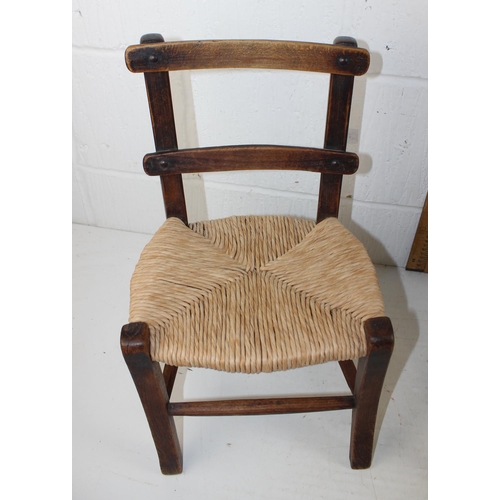 129 - 2 vintage child's chairs, one with rush seat