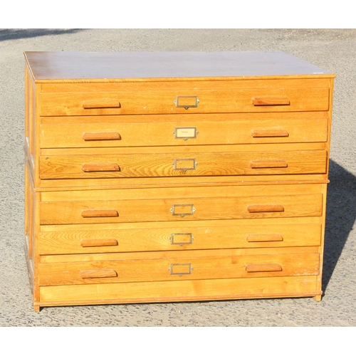 151 - 6 drawer vintage Oak plan chest