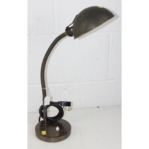 255 - Swan neck desk lamp with vintage metal shade