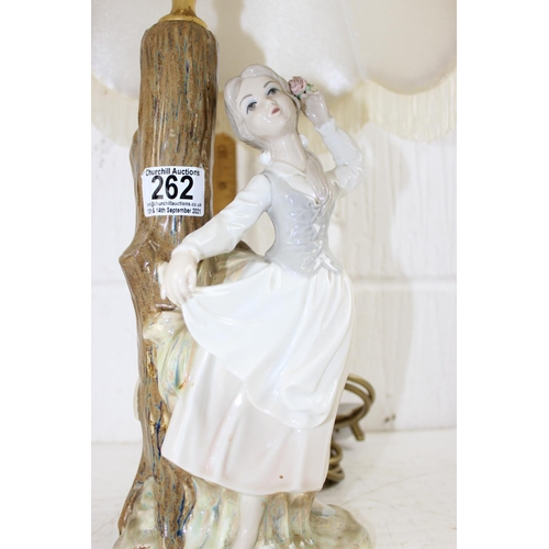 262 - Lladro style table lamp formed as a girl by Tengra of Spain