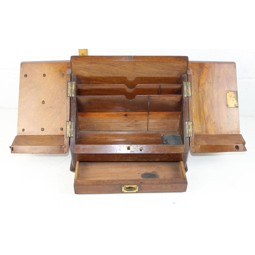 270 - An antique wooden desktop stationary box