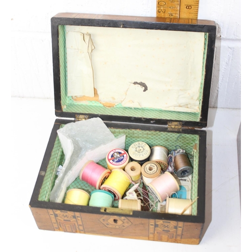 279 - 2 antique wooden workboxes