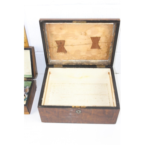 279 - 2 antique wooden workboxes